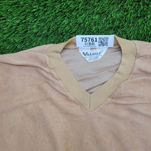 Vintage 70s MOD Velour Sweater M/L 21x23 Beige Cropped USA - Picture 11 of 11